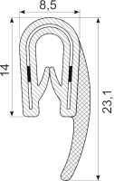 [RH3462] Edgetrim with spongue lip 3.0-6.0 mm