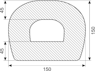 [DP4380] D-FENDER B=150 H=150 70 shore (per 2 m length)