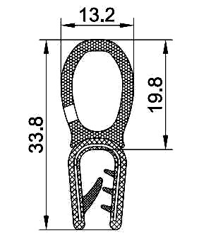 [RH0410A] SEALING SECTION 4.0-6.0 mm, 18 mm bulb on top (50 m)