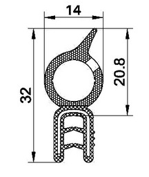 [RH0099] SEALING SECTION 1.0-4.0 mm, 8 mm spongue on top (10 m)