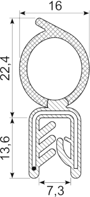[RH3378] SEALING SECTION 2.5-5.0 mm, 22 mm bulb on top (10 m)