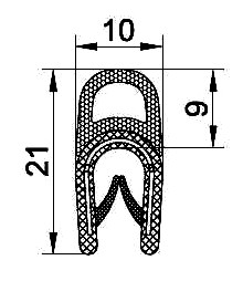 [RH0048] SEALING SECTION 1.0-4.0 mm, 6 mm bulb on top (10 m)