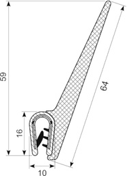 [RH0700] Edgetrim with 44 mm lip 2.0-4.0 mm (10 m)