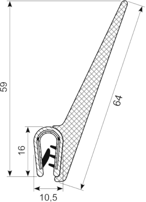 [RH0700A] Edgetrim with 44 mm lip 4.0-6.0 mm (10 m)
