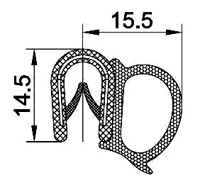 [RH0067] SEALING SECTION 1.0-4.0 MM, 11 MM BULB ON SIDE (100 M)