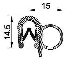[RH0077] SEALING SECTION 1.0-4.0 MM, 11 MM BULB ON SIDE (100 M)