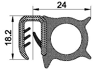 [RH1134] SEALING SECTION 2.5-4.0 MM, 19 MM BULB ON SIDE (50 M)