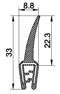 [RH0081] SEALING SECTION 1.0-3.0 MM, 20 MM FLAP ON TOP (10 M)