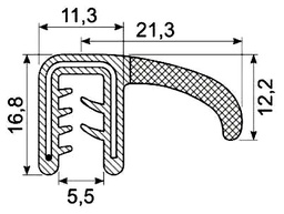[RH0084A] SEALING SECTION 2-4 mm, 15.5 mm flap on side (10 m)