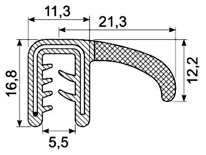 [RH0084A] SEALING SECTION 2-4 mm, 15.5 mm flap on side (10 m)