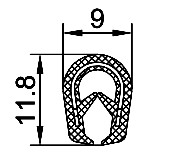 [RH2051] EDGETRIM 1.0-2.5 mm BLACK PVC WITH METAL INSERT (100 m)