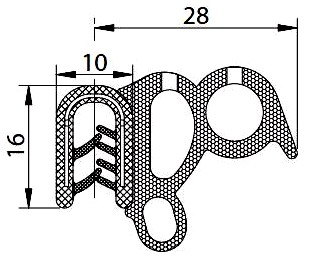 [RH2106B] SEALING SECTION 4.0-6.0 MM, 23 MM BULBS ON SIDE (50 M)