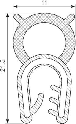 [RH0089T] SEALING SECTION (no rust) 1.0-3.0 mm, 11 mm bulb on top (10 m)