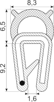 [RH0112] SEALING SECTION 1.0-2.0 mm, 4 mm bulb on top (10m)    