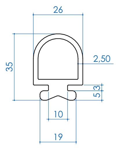 [P0073-35] RUBBER PROFILE TPE 35 mm