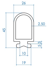 [P0073-45] RUBBER PROFILE TPE 45 mm 