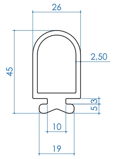 [P0073-45] RUBBER PROFILE TPE 45 mm 
