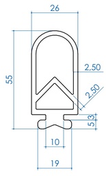 [p0073-55] RUBBER PROFILE TPE 55 mm