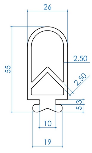 [P0073-55-C] RUBBER PROFILE TPE 55 mm
