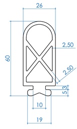 [p0073-60] RUBBER PROFILE TPE 60 mm