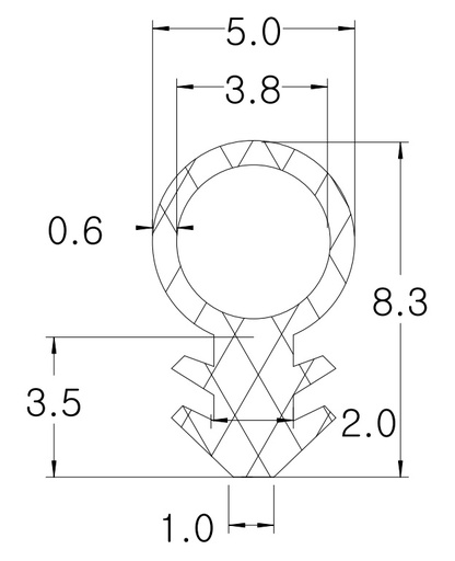 SILICON PROFILE Arrow Head  60 shore black