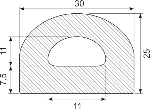 [DP3581] D-FENDER B=30 H=25 70 shore (min. 1 m)