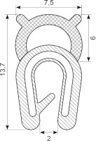 [RH0094P] SEALING SECTION 1.0-2.0 mm TPE, 5 mm topbulb (100 m)