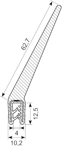 [RH3382] Edgetrim EPDM with flap on top 1-3.5 mm