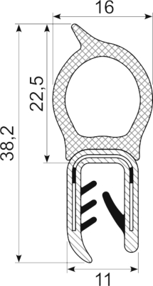 [RH3463] SEALING SECTION 4.0-6.0 mm, 22 mm bulb on top (10 m)