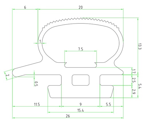 [111-9035] EPDM PRofile 26.0 x 18.7, 60 shore black