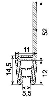 [RH3471] SEALING SECTION 3.0-5.0 mm, 50 mm flap on top EPDM(2x20 m)