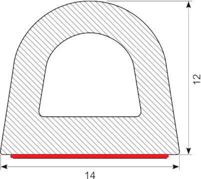 [DP1412] D SPONGUE RUBBER 14x12 WITH ADHESIVE BLACK EPDM (10m/40m/6x40m)