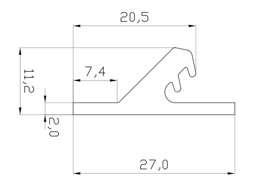 [116046] Profile: 27x 11,2 mm Windshield 75 shore RAL7001 ver. 2