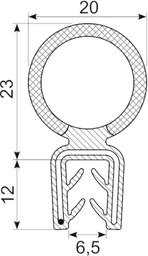[RH3379] SEALING SECTION 2.5-5.0 mm, 23 mm bulb on top (10 m)