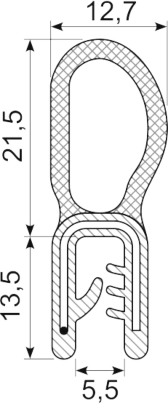 [RH3380] SEALING SECTION 2.0-4.0 mm, 22 mm bulb on top (10 m)