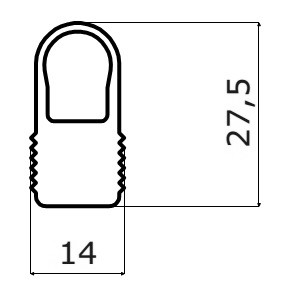[112326] D-profile TPE 14 x 27.5 mm