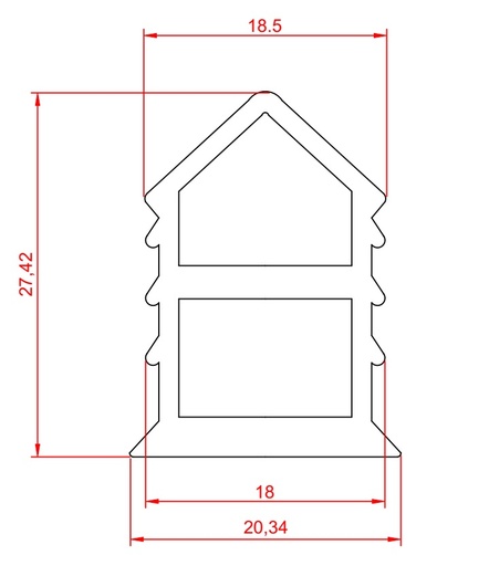 [118903] NUTENPROFIEL T18 80SH L=1000mm
