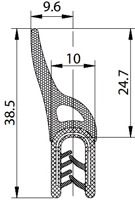 [RH2127-4000] SEALING SECTION 1.5-3.5 mm, 25 mm on top (4000mm/pcs.)