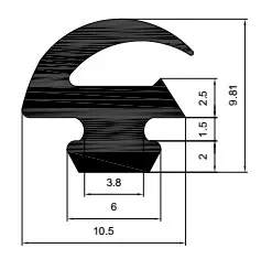 [119898] Profile 11 x 10 mm TPE 60 SHORE black TP0017